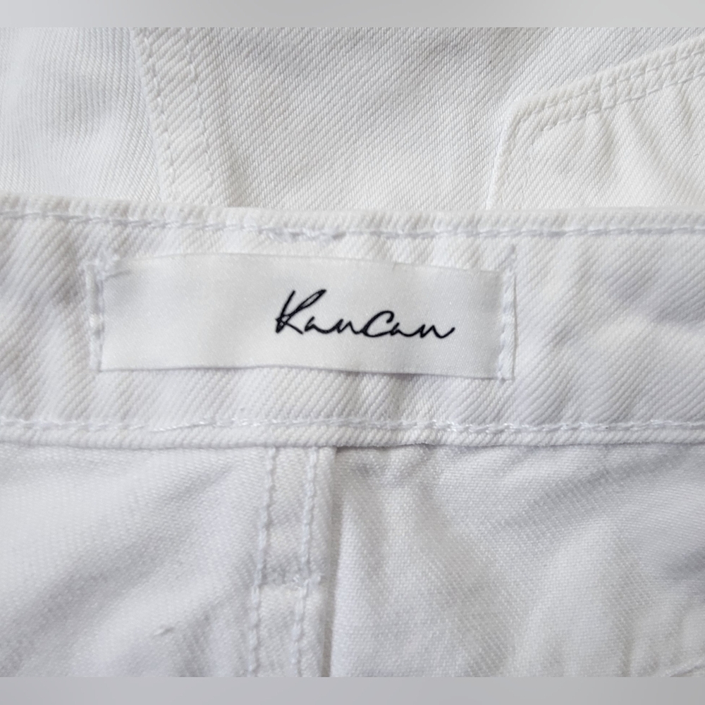 KanCan Tanner Distressed Mini Jean Shorts Women's M White 100% Cotton Cuff Leg - Picture 5 of 11